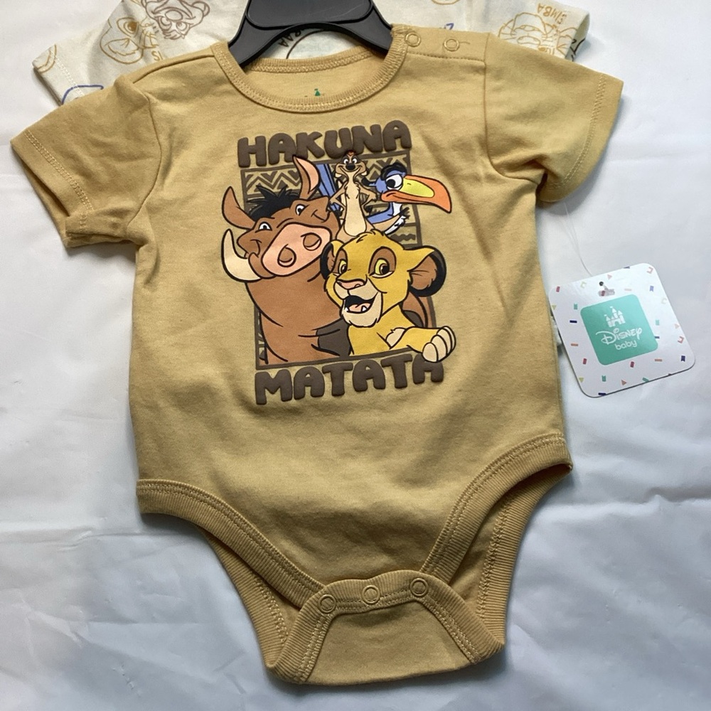 Disney Yellow Matching Bodysuit Set with Playful Character Art Lion king